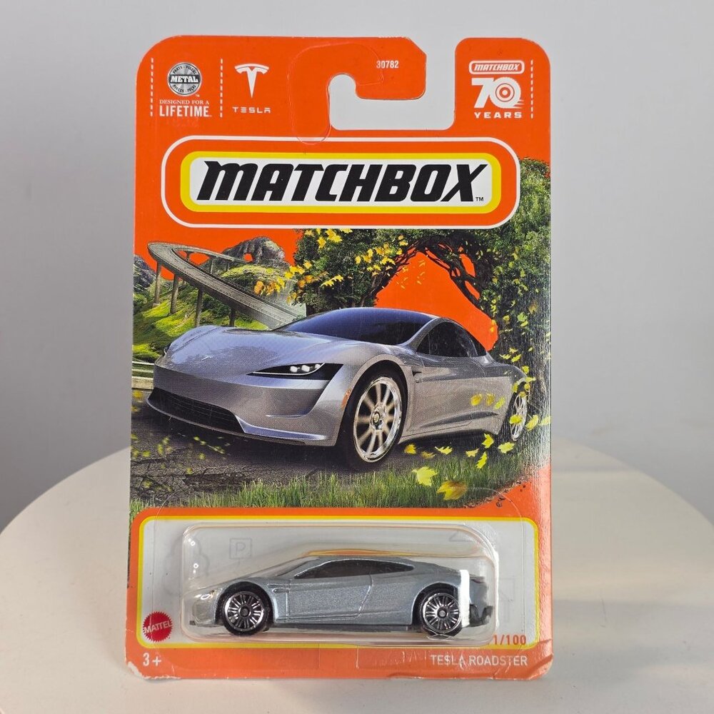 Matchbox Tesla Roadster Die-Cast Car 91/100 Limited Edition Silver 70th Annivers